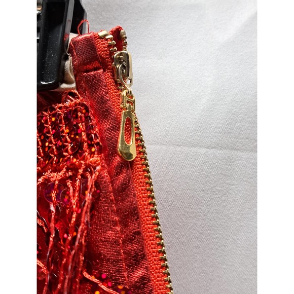 Red GoGo Flapper Dance Costume short shorts with sequin dangles Large - Picture 6 of 7